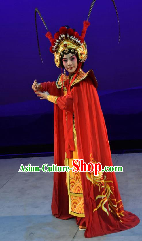 Chinese Jin Opera Female General Garment Costumes and Headdress Xiong Guan Niang Zi Traditional Shanxi Opera Princess Pingyang Dress Martial Woman Apparels