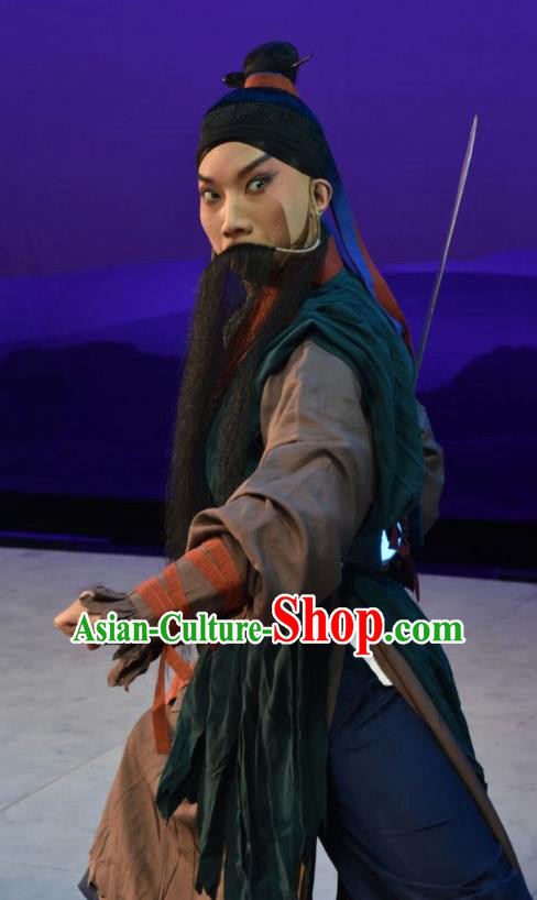 Xiong Guan Niang Zi Chinese Shanxi Opera Swordsman Apparels Costumes and Headpieces Traditional Jin Opera Hero Garment Martial Man Clothing