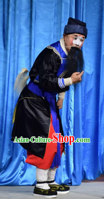 Breeze Pavilion Chinese Shanxi Opera Chou Role Apparels Costumes and Headpieces Traditional Jin Opera Clown Garment Clothing