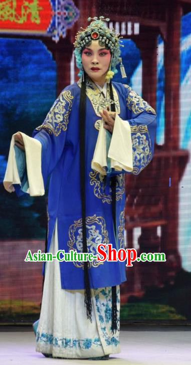 Chinese Jin Opera Young Female Garment Costumes and Headdress Breeze Pavilion Traditional Shanxi Opera Concubine Zhou Dress Rich Woman Apparels