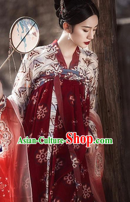 Chinese Traditional Apparels Tang Dynasty Palace Lady Historical Costumes Ancient Royal Princess Hanfu Dress for Women