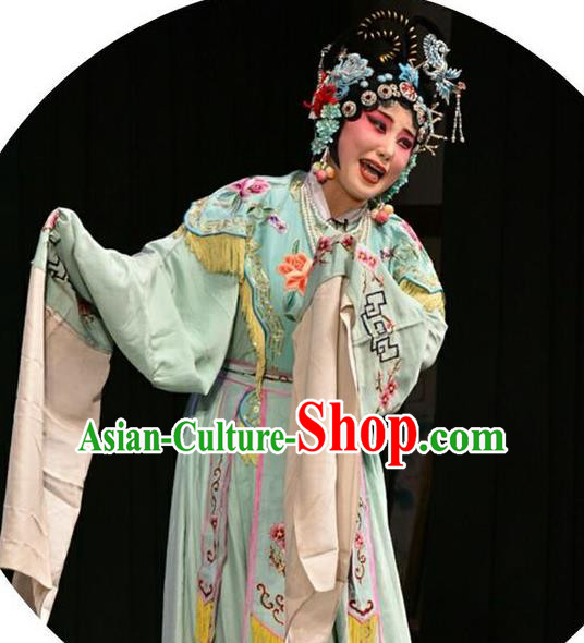Chinese Jin Opera Rich Lady Garment Costumes and Headdress Double Butterfly Traditional Shanxi Opera Hua Tan Dress Diva Zhu Yingtai Apparels