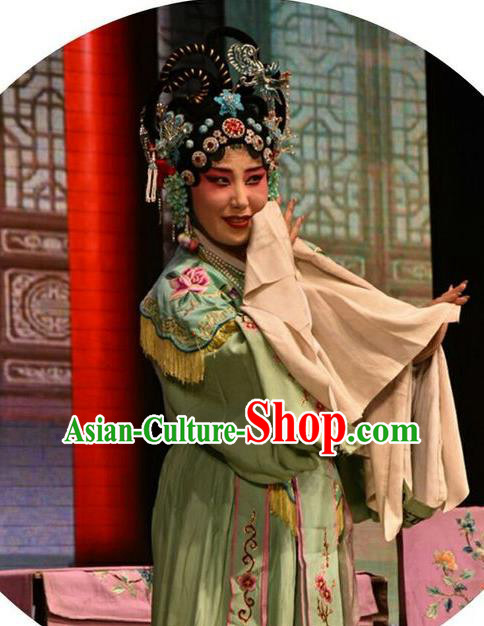 Chinese Jin Opera Rich Lady Garment Costumes and Headdress Double Butterfly Traditional Shanxi Opera Hua Tan Dress Diva Zhu Yingtai Apparels