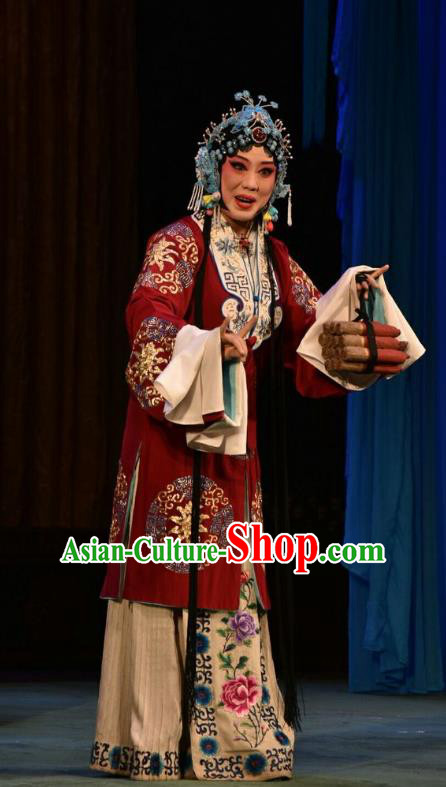 Chinese Jin Opera Huadan Garment Costumes and Headdress Fu Gui Tu Traditional Shanxi Opera Actress Yin Bilian Dress Young Beauty Apparels