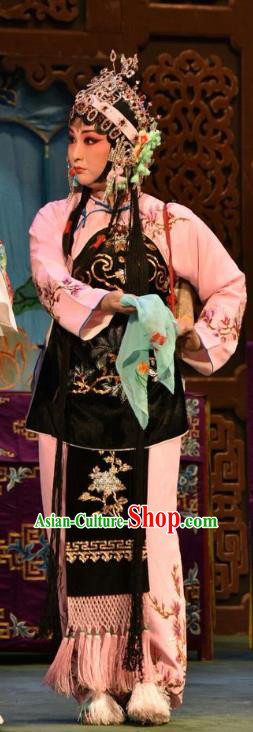 Chinese Jin Opera Maid Lady Garment Costumes and Headdress Fu Gui Tu Traditional Shanxi Opera Servant Girl Dress Xiaodan Apparels