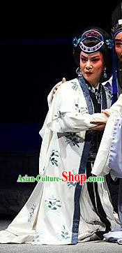 Chinese Jin Opera Young Mistress Garment Costumes and Headdress Ba Ersi Yu Shi Traditional Shanxi Opera Actress Dress Diva Apparels