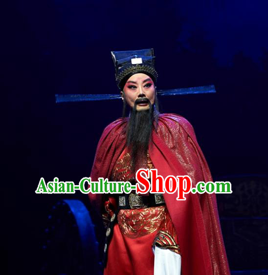Ba Ersi Yu Shi Chinese Shanxi Opera Official Apparels Costumes and Headpieces Traditional Jin Opera Laosheng Garment Elderly Male Yao Tianfu Clothing