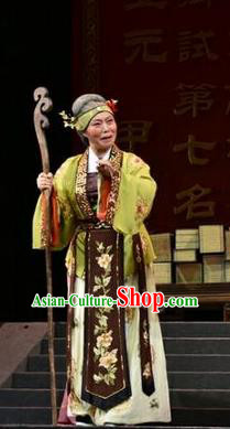 Chinese Jin Opera Laodan Garment Costumes and Headdress Fan Jin Zhong Ju Traditional Shanxi Opera Pantaloon Apparels Dame Dress