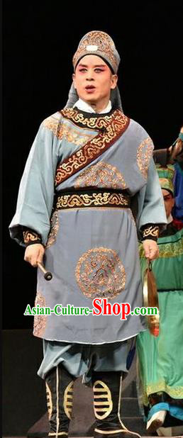 Fan Jin Zhong Ju Chinese Shanxi Opera Young Man Apparels Costumes and Headpieces Traditional Jin Opera Swordsman Garment Clothing