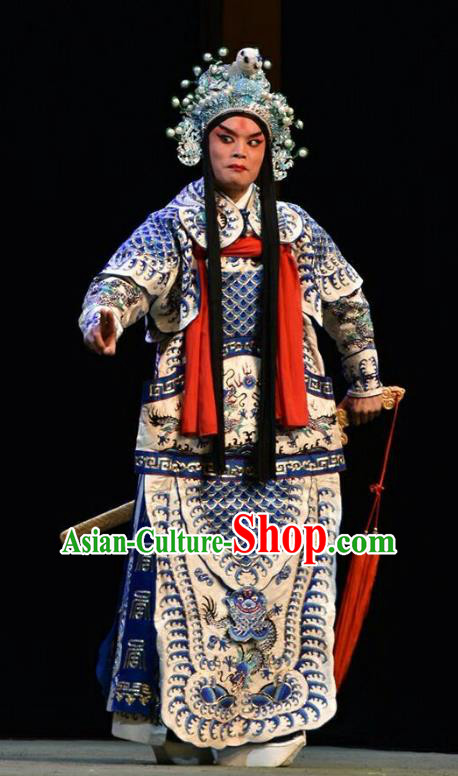 Sacrifice Chinese Shanxi Opera Martial Male Apparels Costumes and Headpieces Traditional Jin Opera General Garment Han Jue Armor Clothing