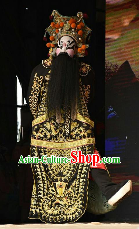 Chinese Shanxi Opera Marshal Apparels Costumes and Headpieces Traditional Jin Opera Jing Role Garment General Wu Yi Clothing