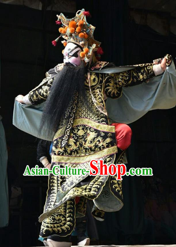 Chinese Shanxi Opera Marshal Apparels Costumes and Headpieces Traditional Jin Opera Jing Role Garment General Wu Yi Clothing