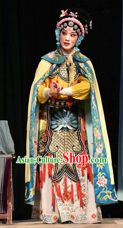 Chinese Jin Opera Female General Zhong Wuyan Garment Costumes and Headdress Traditional Shanxi Opera Martial Woman Apparels Queen Dress