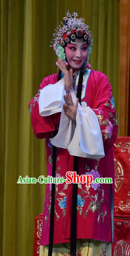 Chinese Jin Opera Diva Yin Bilian Garment Costumes and Headdress Fu Gui Tu Traditional Shanxi Opera Young Beauty Dress Hua Tan Apparels