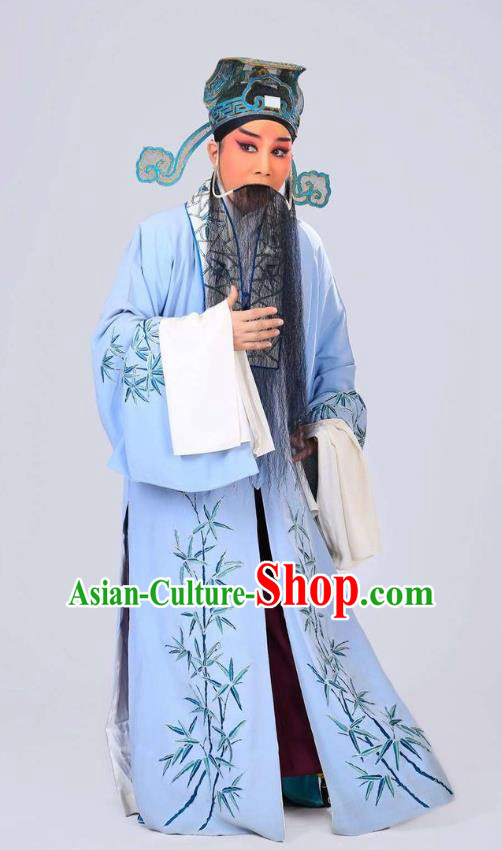 Chinese Shanxi Opera King of Qi Apparels Costumes and Headpieces Traditional Jin Opera Laosheng Garment Elderly Male Clothing