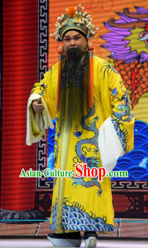San Guan Dian Shuai Chinese Shanxi Opera Elderly Male Apparels Costumes and Headpieces Traditional Jin Opera Lord Garment Royal Highness Clothing