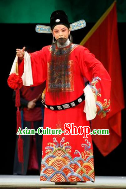 Lan Ke Mountain Chinese Shanxi Opera Prefecture Zhu Maichen Apparels Costumes and Headpieces Traditional Jin Opera Scholar Garment Official Clothing