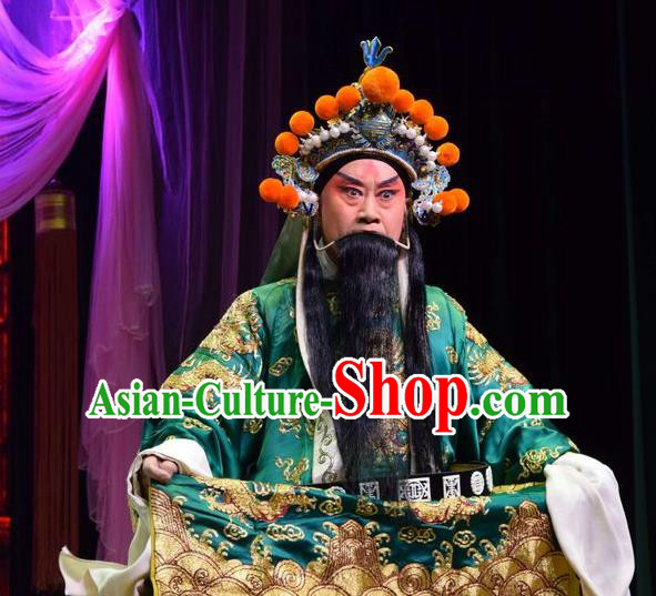 Xia He Dong Chinese Shanxi Opera General Huyan Shouting Apparels Costumes and Headpieces Traditional Jin Opera Elderly Male Garment Military Officer Clothing
