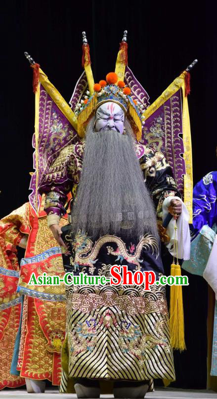 Xia He Dong Chinese Shanxi Opera Marshal Ouyang Fang Apparels Costumes and Headpieces Traditional Jin Opera Jing Role Garment Military Officer Clothing
