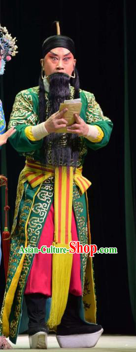 Xia He Dong Chinese Shanxi Opera Martial Male Apparels Costumes and Headpieces Traditional Jin Opera Pioneer Garment Military Officer Huyan Shouting Clothing