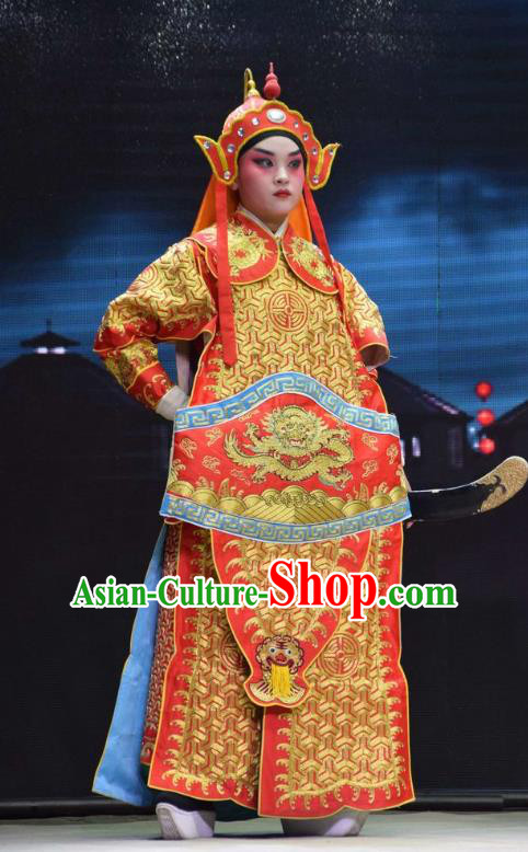 Xia He Dong Chinese Shanxi Opera Soldier Apparels Costumes and Headpieces Traditional Jin Opera Wusheng Garment Warrior Armor Clothing