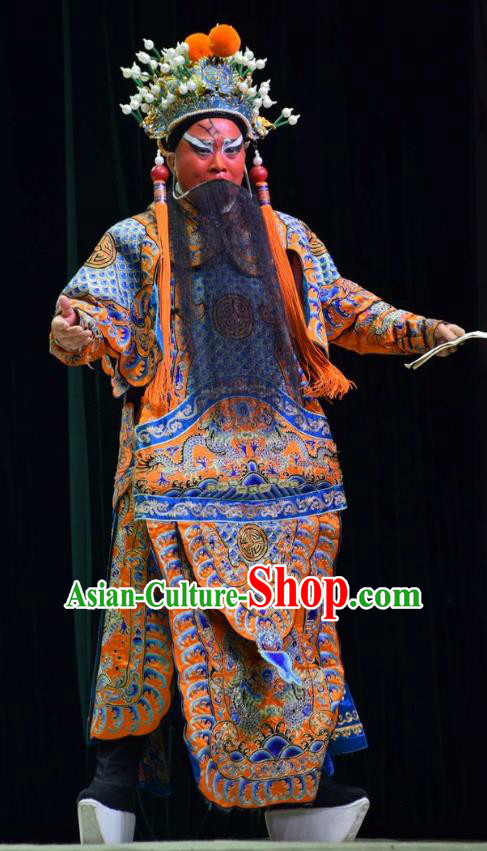Xia He Dong Chinese Shanxi Opera Pioneer Apparels Costumes and Headpieces Traditional Jin Opera Wusheng Garment General Huyan Shouting Armor Clothing