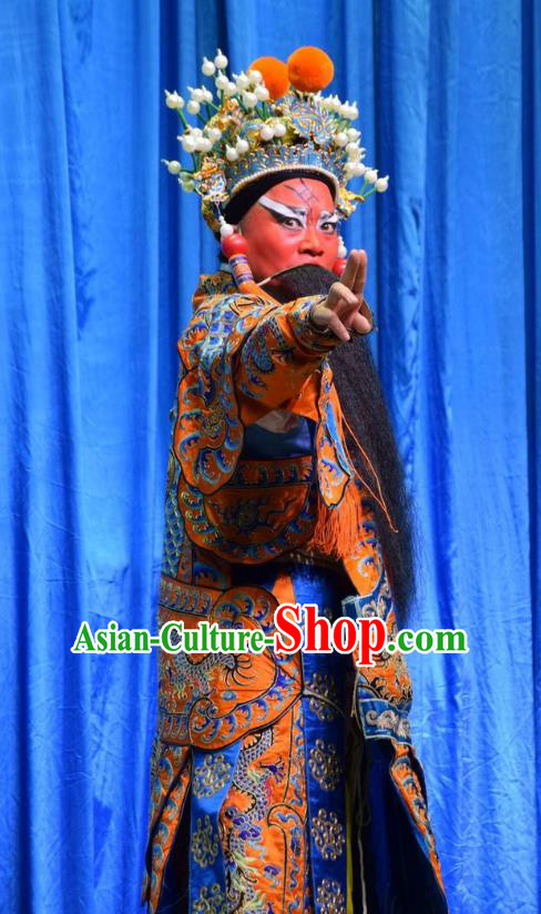 Xia He Dong Chinese Shanxi Opera Pioneer Apparels Costumes and Headpieces Traditional Jin Opera Wusheng Garment General Huyan Shouting Armor Clothing