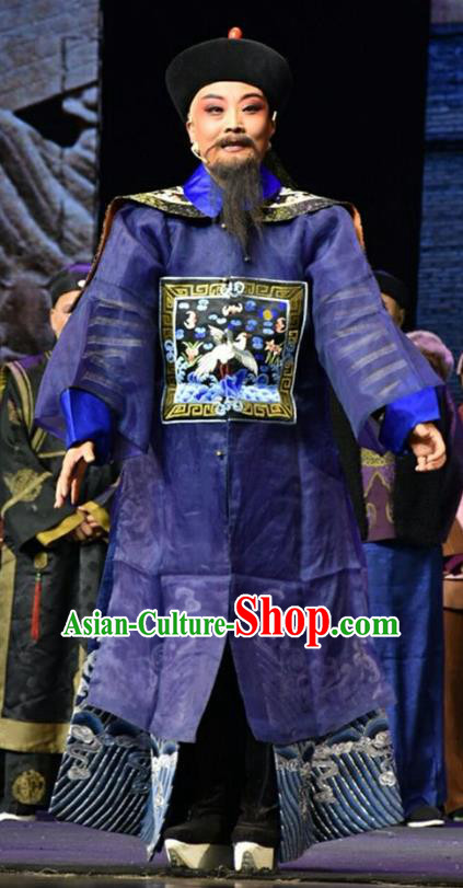 Wang Jia Da Yuan Chinese Shanxi Opera Qing Dynasty Minister Apparels Costumes and Headpieces Traditional Jin Opera Laosheng Garment Elderly Male Clothing