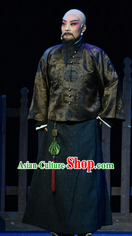 Wang Jia Da Yuan Chinese Shanxi Opera Qing Dynasty Landlord Apparels Costumes and Headpieces Traditional Jin Opera Laosheng Garment Milord Wang Chongli Clothing