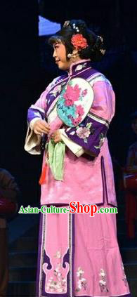 Chinese Jin Opera Mistress Garment Costumes and Headdress Wang Jia Da Yuan Traditional Shanxi Opera Young Female Dress Rich Madam Apparels