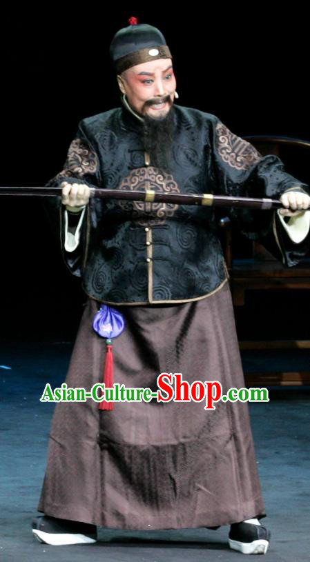 Wang Jia Da Yuan Chinese Shanxi Opera Qing Dynasty Merchant Wang Chongren Apparels Costumes and Headpieces Traditional Jin Opera Laosheng Garment Milord Clothing