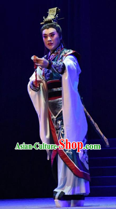 Zhen Luo Nv Chinese Shanxi Opera Scholar Apparels Costumes and Headpieces Traditional Jin Opera Young Male Garment Prince Cao Zhi Clothing