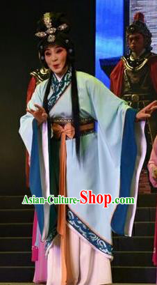 Chinese Jin Opera Diva Zhen Luo Garment Costumes and Headdress Zhen Luo Nv Traditional Shanxi Opera Hua Tan Apparels Young Female Dress