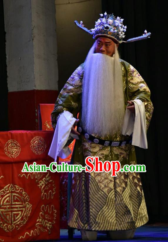 Red Book Sword Chinese Shanxi Opera Elderly Male Apparels Costumes and Headpieces Traditional Jin Opera Laosheng Garment Minister Clothing