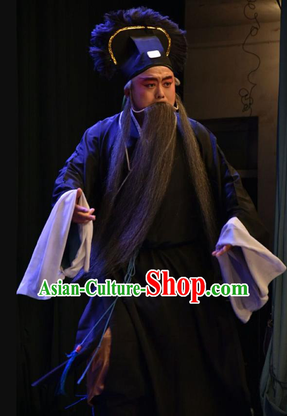 Red Book Sword Chinese Shanxi Opera Laosheng Apparels Costumes and Headpieces Traditional Jin Opera Elderly Male Garment Old Servant Clothing