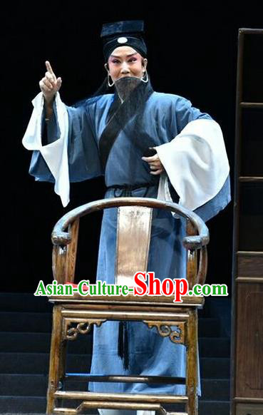 Fan Jin Zhong Ju Chinese Shanxi Opera Old Man Apparels Costumes and Headpieces Traditional Jin Opera Elderly Male Garment Scholar Fan Jin Clothing