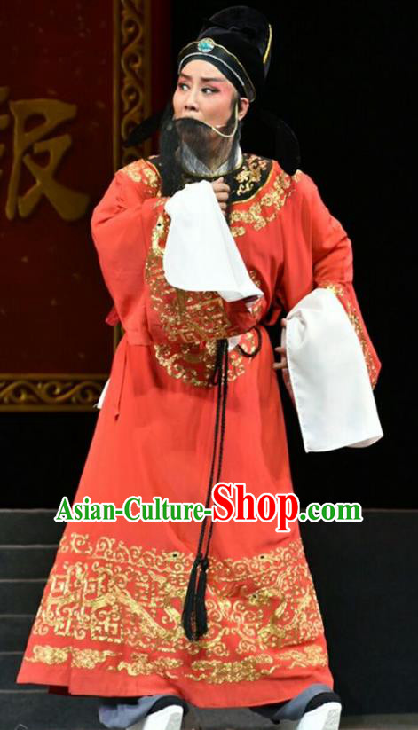 Fan Jin Zhong Ju Chinese Shanxi Opera Landlord Apparels Costumes and Headpieces Traditional Jin Opera Laosheng Garment Elderly Male Clothing
