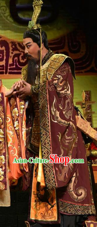 Qing Ming Chinese Shanxi Opera Lord Apparels Costumes and Headpieces Traditional Jin Opera Laosheng Garment King Of Jin Clothing