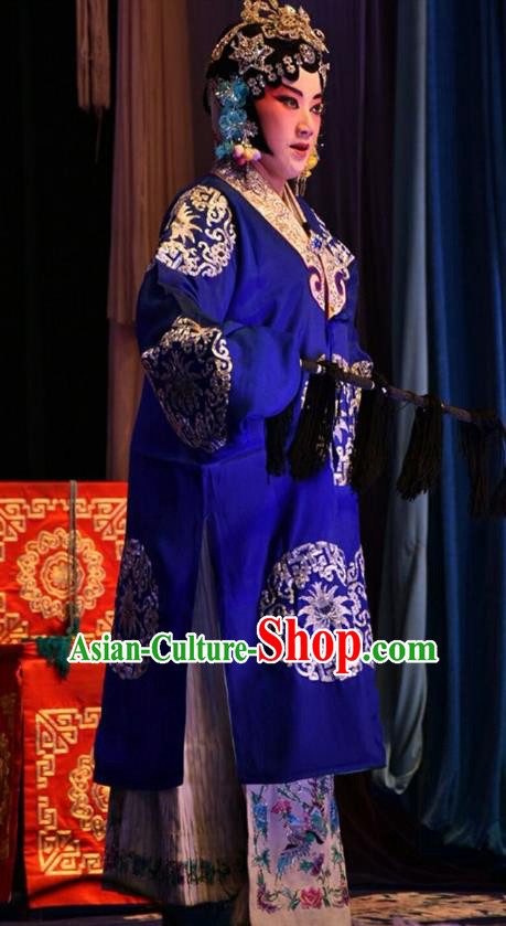 Chinese Jin Opera Dame Garment Costumes and Headdress Cha Ping Ji Traditional Shanxi Opera Rich Female Apparels Mistress Dress