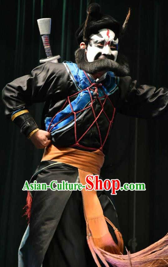 Zhao Jintang Chinese Shanxi Opera Martial Male Apparels Costumes and Headpieces Traditional Jin Opera Painted Role Garment Wusheng Clothing