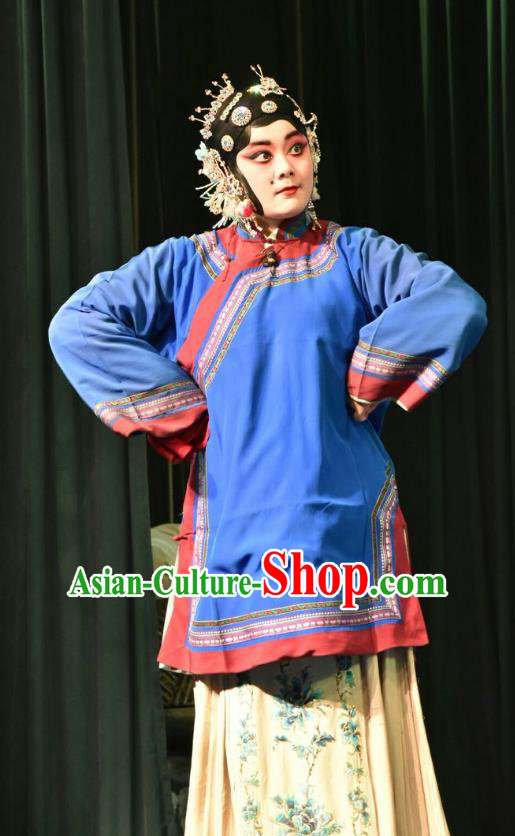 Chinese Jin Opera Country Woman Garment Costumes and Headdress Zhao Jintang Traditional Shanxi Opera Young Mistress Apparels Sister in Law Dress