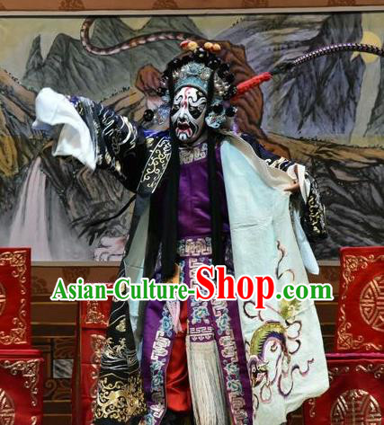 Yi Pu Zhong Hun Chinese Shanxi Opera General Zhang Shouxin Apparels Costumes and Headpieces Traditional Jin Opera Painted Role Garment Martial Male Clothing