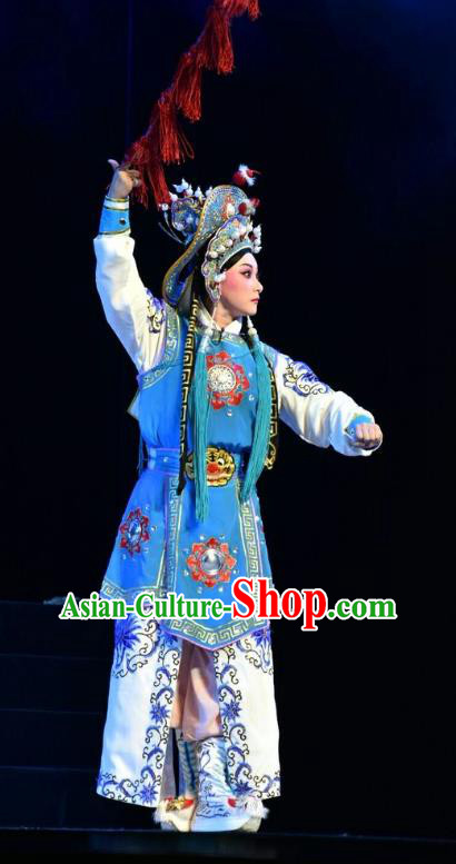 Mulan Joins the Army Chinese Shanxi Opera Martial Male Apparels Costumes and Headpieces Traditional Jin Opera Soldier Garment Swordsman Clothing