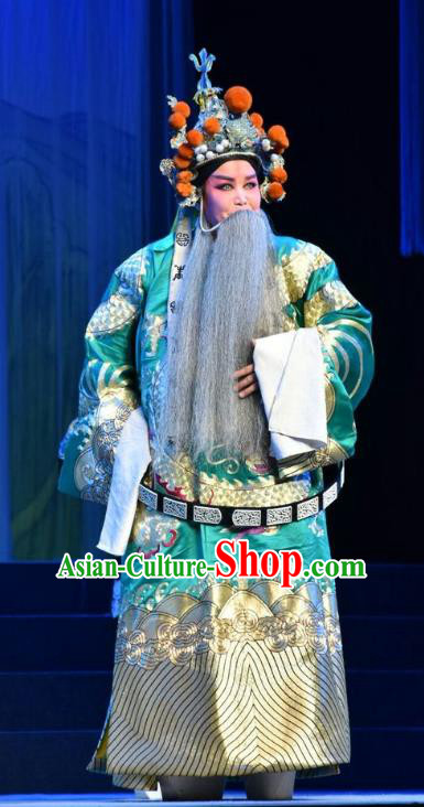 Mulan Joins the Army Chinese Shanxi Opera Military Officer Apparels Costumes and Headpieces Traditional Jin Opera Elderly Male Garment Marshal He Clothing