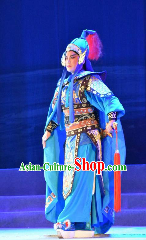 Fenyang King Chinese Shanxi Opera Wusheng Apparels Costumes and Headpieces Traditional Jin Opera Takefu General Garment Martial Male Clothing