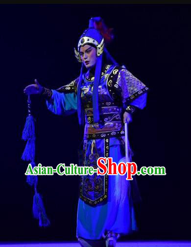 Fenyang King Chinese Shanxi Opera Wusheng Apparels Costumes and Headpieces Traditional Jin Opera Takefu General Garment Martial Male Clothing