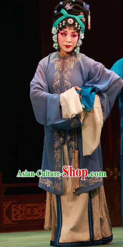 Chinese Jin Opera Young Female Garment Costumes and Headdress Chun Jiang Yue Traditional Shanxi Opera Actress Apparels Diva Liu Mingyue Dress