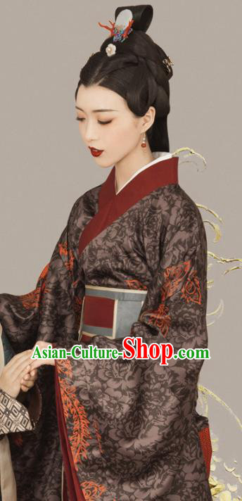 Chinese Traditional Ancient Drama Court Queen Hanfu Dress Apparels Han Dynasty Royal Empress Historical Costumes and Headpieces for Women