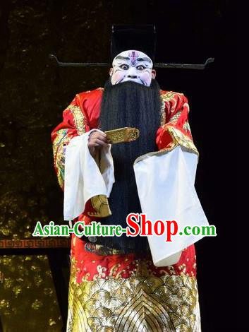 Guan Gong Chinese Shanxi Opera Prime Minister Cao Cao Apparels Costumes and Headpieces Traditional Jin Opera Jing Role Garment Elderly Male Clothing