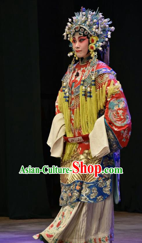 Chinese Jin Opera Hua Tan Garment Costumes and Headdress Huang Bi Gong Traditional Shanxi Opera Actress Apparels Princess Consort Dress